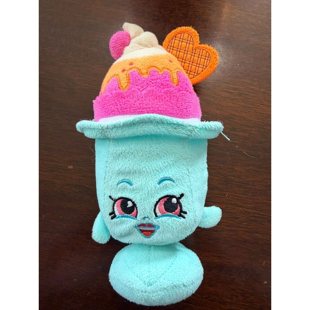 Shopkins Plush Ice Cream Sundae Toy Light Blue & Pink Embroidered Face Kids Coll